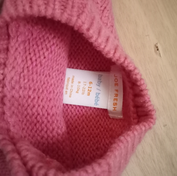 6-12m Joe Fresh Baby by Bebe Pink Knitted Sweater - Picture 4 of 6